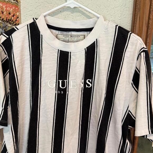 Vintage 90s Guess Originals Black And White Striped Skate Surfing Shirt Size L - Picture 3 of 6